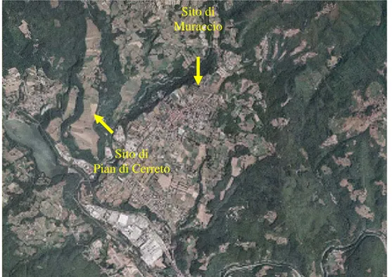 Fig. 3 – Localizzazione dei siti Pian di Cerreto e Muraccio 