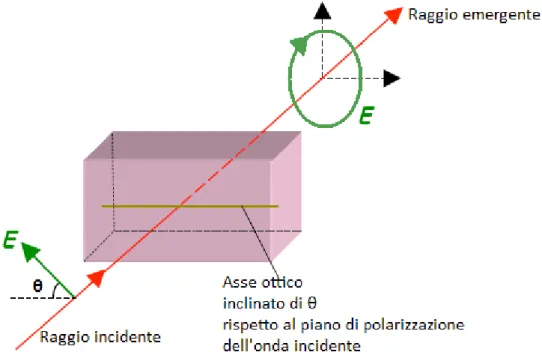 Figura 4.7: Rotazione della polarizzazione attraverso una lamina a λ/4 