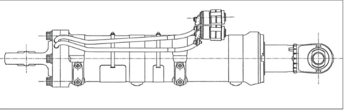 Figura 2.4  Vista laterale dell'attuatore per la movimentazione di alettone e/o rudder