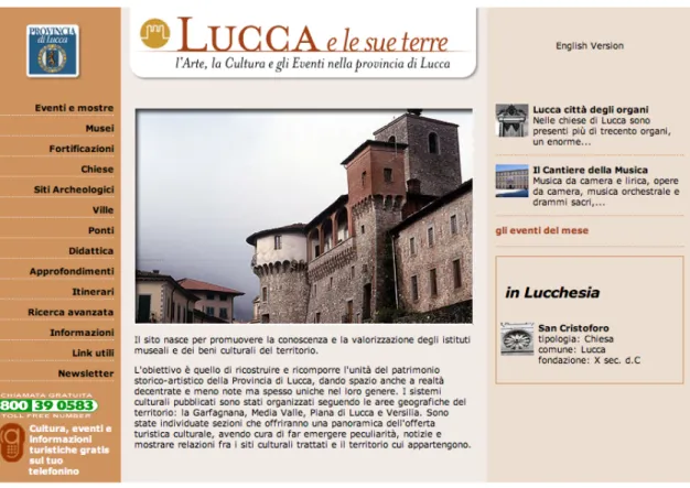 Figura 4: Home page del progetto “Lucca e le sue terre”.