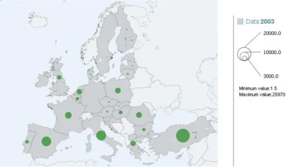 Fig. 1.3. Distribuzione delle produzione di ortaggi nella Comunità Europea a 27 