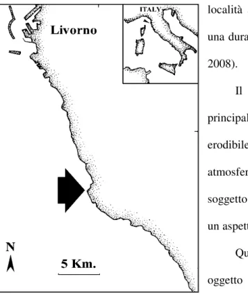 Fig. 2.1.  Profilo costiero del tratto a sud di Livorno. 