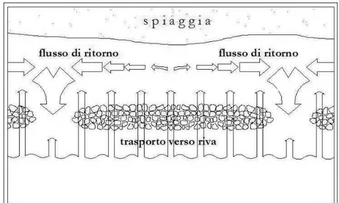 Figura 1-1: Schema dell'interazione onde-struttura in corrispondenza di una struttura tracimabile