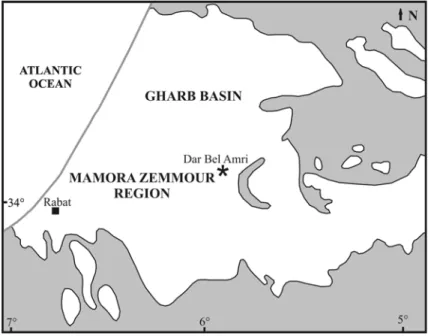 Fig. 9: Schematic map of the Atlantic side of the south Rifian Basin (Morocco) during  the Pliocene