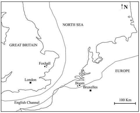 Fig. 4: Schematic map of portion of southern margin of North Sea. The black star  indicates the site where the holotype of Miosiren kocki was collected; the question mark  indicates the site where the partial skull of Miosiren canhami (possible synonym of 