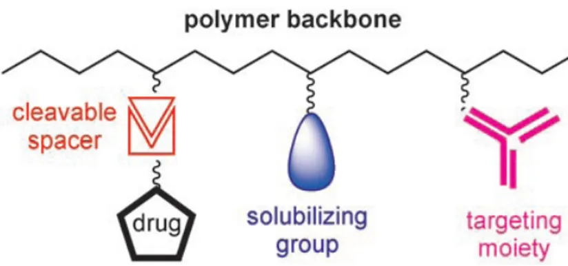 Figure 1.1. Ringsdorf’s model for drug-delivery systems based on synthetic  polymers. 