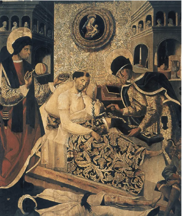 Figura 1: I santi Cosma e Damiano sostituiscono la gamba gangrenosa di un sacrestano con quella  di un moro morto