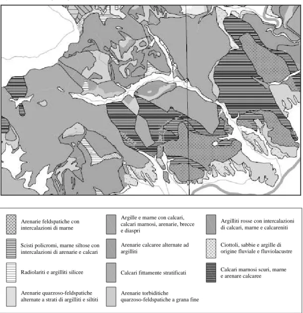 Figura 3 – Carta geologica del bacino del Serchio. 