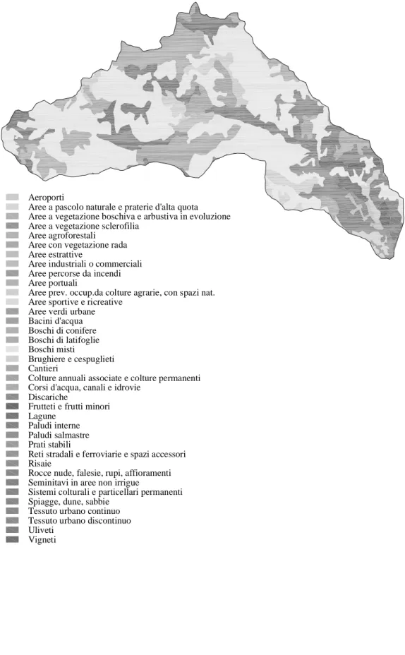 Figura 5 – Carta dell’uso del suolo del bacino del Freddana. 