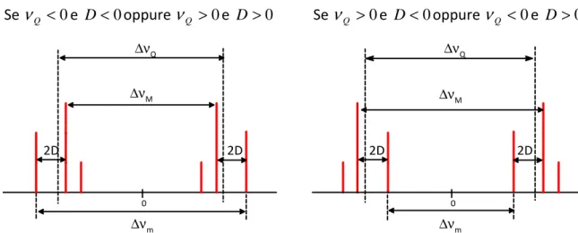 Figura  23  Diagramma  a  bacchette  per  uno  spettro  con  accoppiamento  dipolare  e  quadrupolare  per  due  nuclei di deuterio aromatici equivalenti
