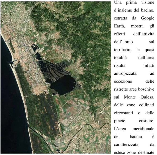 Figura 3.9 Il lago visto dallo spazio (fonte: Google Earth) 