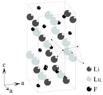 Figure 3.2: View of the unit cell of LiLuF 4 . The polyhedron dened by the surrounding