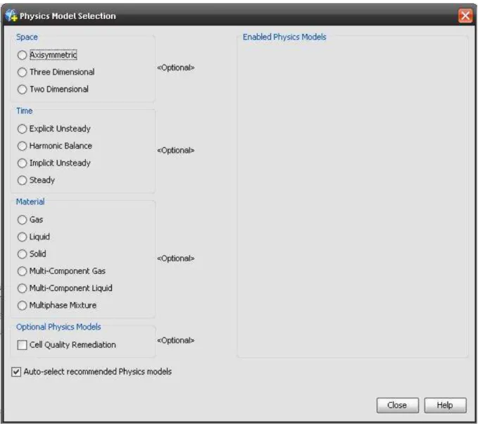 Figura 20 Physics model Selection 