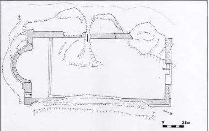 Fig. 4 Planimetria dei resti della Pievaccia. Da MILANESE M., BALDASSARRI M., L’archeologia del XIV  secolo in Valdinievole, Buggiano, 2000