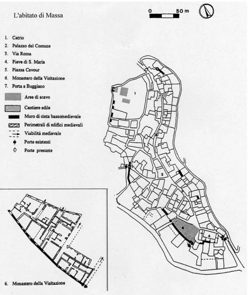 Fig. 7 L’abitato di Massa. Da MILANESE M., BALDASSARRI M. (a cura di), Il castello e l’uliveto