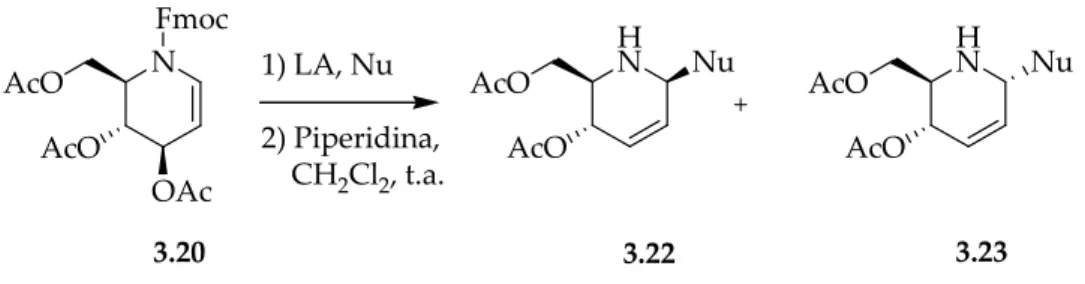 Tabella 3.2. Addizioni all’imminoglicale 3.20 catalizzate da un acido di Lewis 