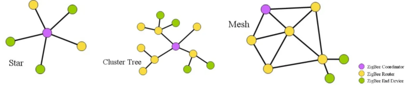 Figura 2.17 – Topologie di rete: Stella, Albero, Mesh