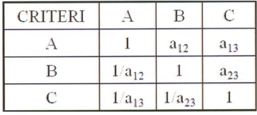 Fig. 3.5: Matrice di valutazione 