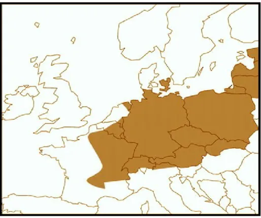 Fig. 4 - Distribuzione attuale di Echinococcus multilocularis in Europa  (da ESCAAP)