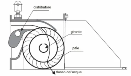Figura 9.3.6-Particolare della girante della turbina a flusso incrociato 