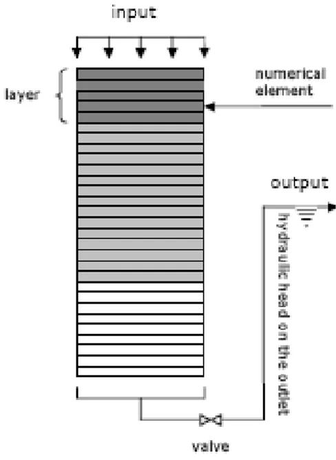 Figura 26: Schematizzazione geometrica monodimensionale utilizzata in FITOVERT 