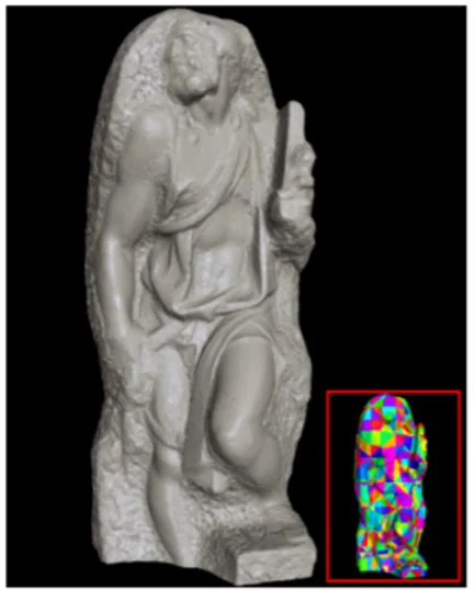 Figura 2.3: Il San Matteo di Michelangelo visualizzato con 1473 pezze per un totale di circa 22000 triangoli (il dataset originale ` e composto da circa 320 milioni di triangoli).