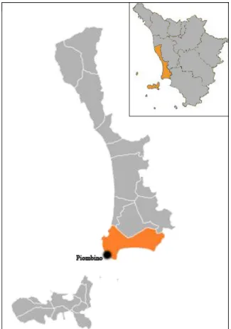 Figura 22. Inquadramento territoriale della provincia di Livorno e del Comune di Piombino