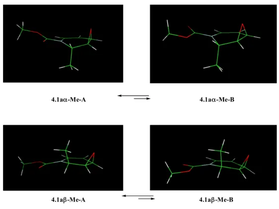 Fig. 4.1. Rotameric population around the N-CO bond in conformers 4.1aα-Me and 4.1aβ-Me of epoxides 