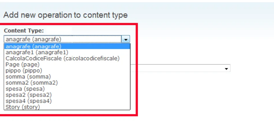 Figura 31: Selezione del content type 