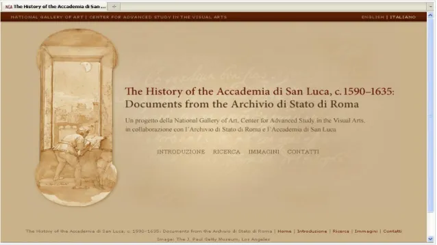 FIG. 4.3: home page del progetto Documents from the Archivio di Stato di Roma
