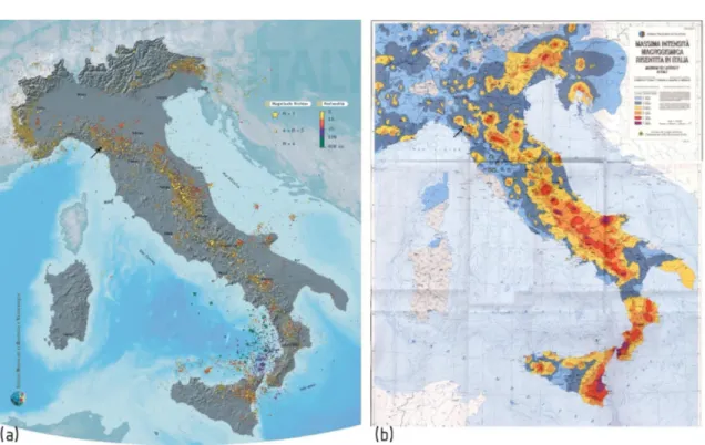 Figura 3.3: carta della sismicità in Italia con indicazione dei terremoti avvenuti tra il 1981 e il 2002 