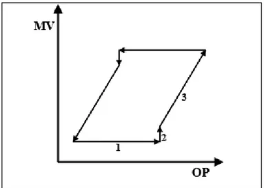 Figura 1.16: Andamenti tipici MV di OP per una valvola affetta da attrito.