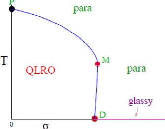 Figura 5.1: In figura l’ipotesi pi` u realistica riguardo il diagramma di fase del modello XY bidimensionale in presenza di disordine, la figura ` e tratta da [9].