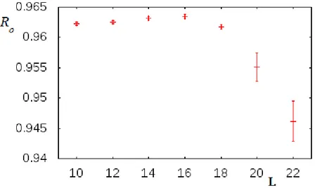 Figura 6.1: Andamento di R o in funzione di L. Dati ottenuti per T −1 =