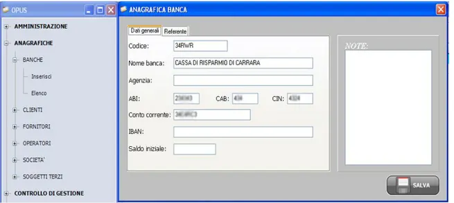 Fig. 15 : Modulo anagrafica banca. 