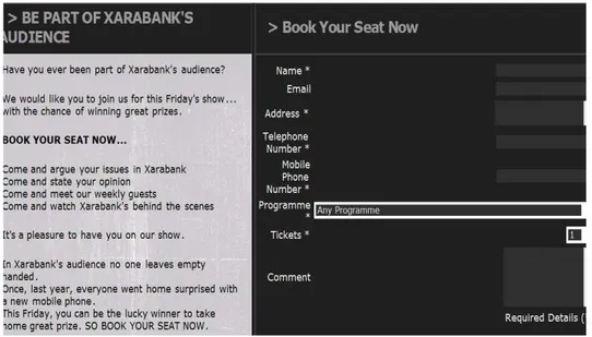 Figure 14. Xarabank online booking form 