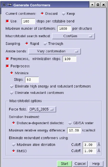 Figura 2:Pannello per la generazione dei conformeri 