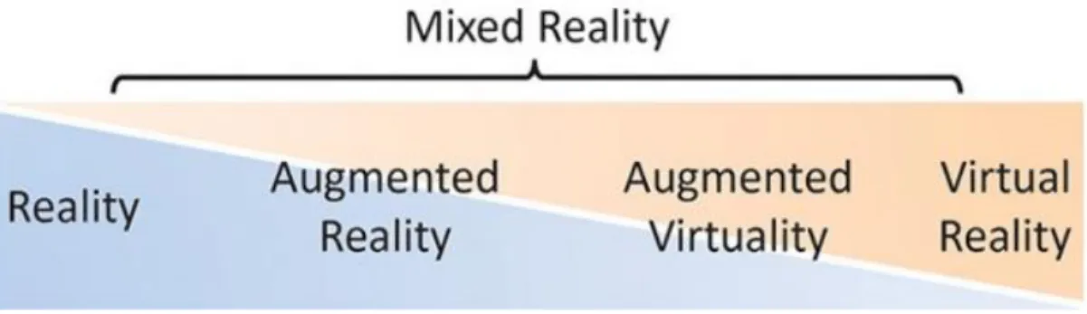 Figura 1.1 - mixed reality continuum. (tratta da [7]) 