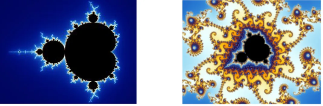 Figura 3.1: L’insieme di Mandelbrot e un suo ingrandimento a una scala molto piccola