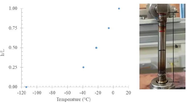 Figure 19 – Temperature gradient along the uptake cell when dealing with cryogenic experiments (right 
