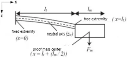 Figura 1.5: Sistema di travi a sbalzo con massa di prova all’estremit` a libera