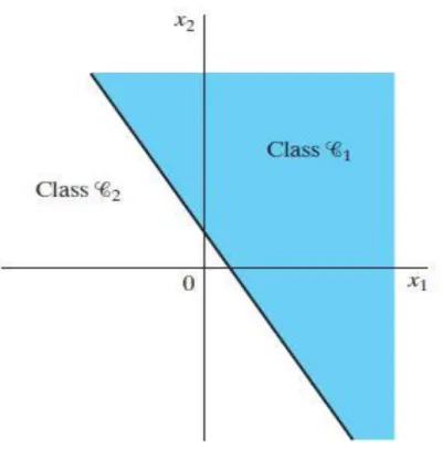Fig. 2.3 : Su questo piano cartesiano sono rappresentate le due classi 