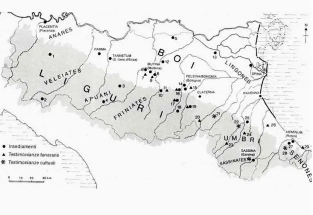 Figura 7. Insediamenti e popolamento in età preromana. 