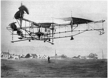 Figura 1.2: Helicopter no.2 di Oemichen, in volo il 4 Maggio 1924 durante il volo nel circuito di 1km