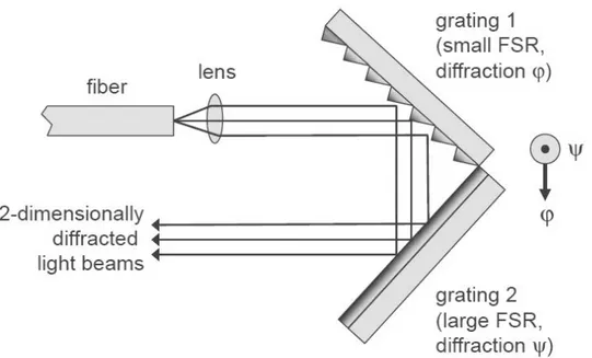 Figure 2.12: Crossed gratings for 2D beam steering by Ton Koonen et al. [84, 85].