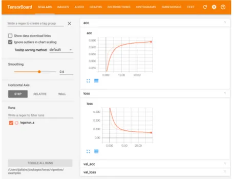 Figura 3.1: Interfaccia utente di TensorBoard, con esempi di grafici