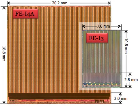 Figure 3.12: Picture of the FE-I4A in comparison with the FE-I3 [33].