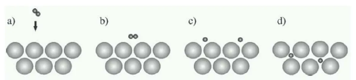 Figura 1.5.1: Step successivi di penetrazione e diffusione all’interno di un reticolo metallico