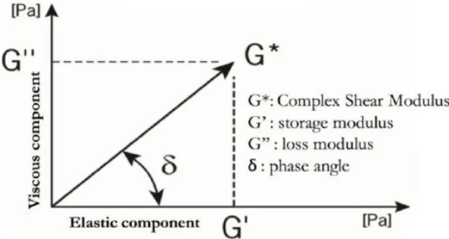 Figure 4.23 - Relationship between the complex shear modulus G*, its components and the phase angle δ