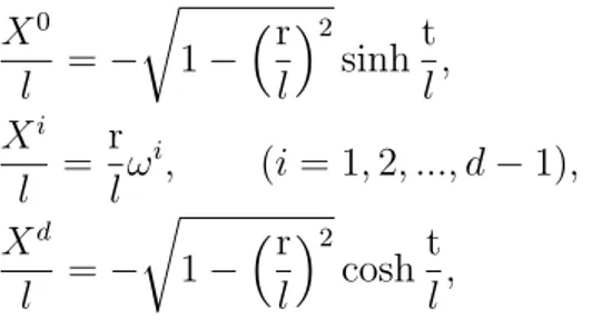 Fig. 2.3. In seguito r = l sarà identicato con un orizzonte dello spaziotempo di de Sitter.
